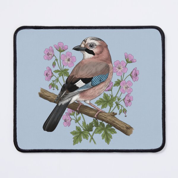 Item preview, Botanical Eurasian Jay Garden Illustration designed and sold by BirdsnStuff.