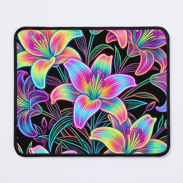 Item preview, Vibrant Neon Rainbow Lilies Floral Pattern designed and sold by LuisWorks.