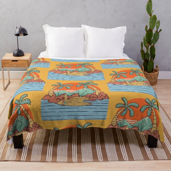Artikelvorschau, Retro-Design: Surfen bei Sonnenuntergang auf einer tropischen Insel | Vintage-Strandparadies-Ästhetik entworfen und verkauft von LunaVales.