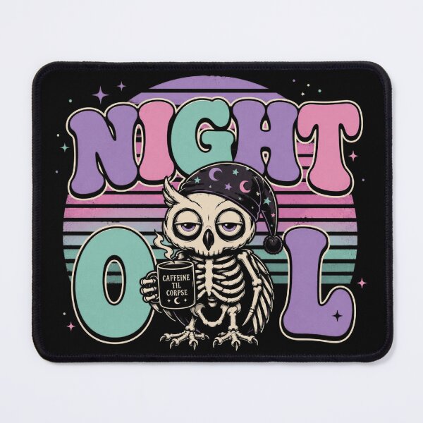 Item preview, Night Owl Skeleton Owl Goth T-Shirt – Caffeine Til Corpse Pastel Gothic Sleepy Owl designed and sold by printedartgoods.
