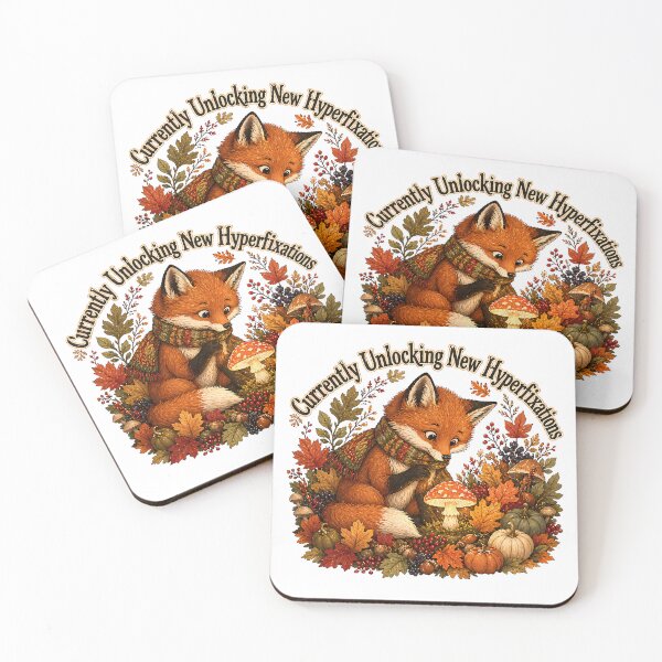 Item preview, Currently Unlocking New Hyperfixations Whimsical Autumn Fox Scene designed and sold by chattsuede.