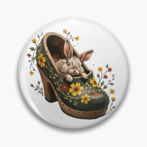 Item preview, Floral Clog Woodland Bunny Illustration designed and sold by AQUILAKREO.