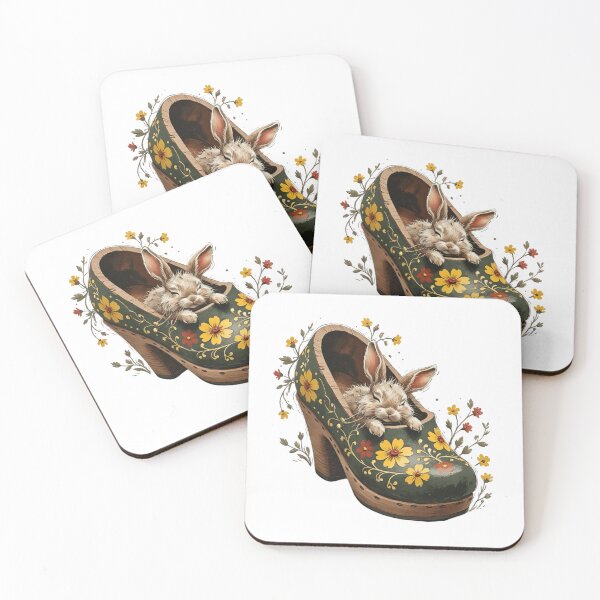 Item preview, Floral Clog Woodland Bunny Illustration designed and sold by AQUILAKREO.