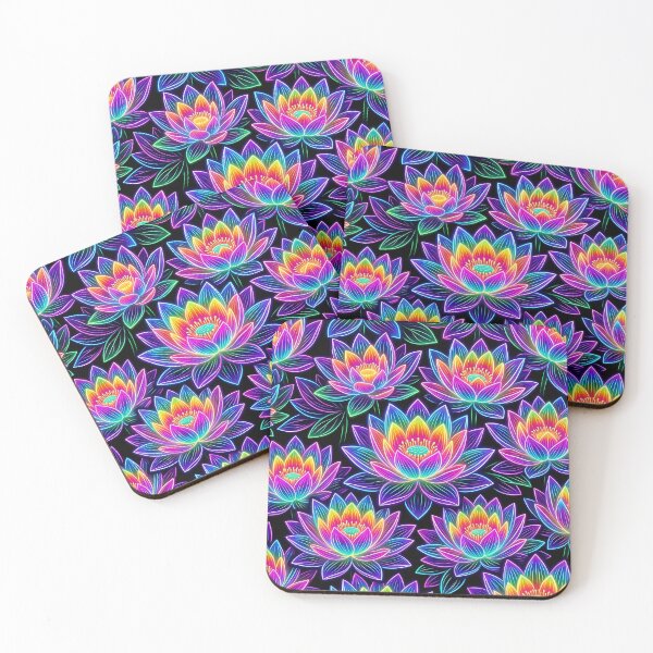 Item preview, Vibrant Neon Lotus Flower Floral Pattern designed and sold by LuisWorks.