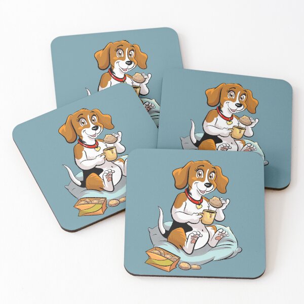 Item preview, Cute Cartoon Beagle Dog Drinking Coffee Team Lou illustration designed and sold by TeamLouOfficial.