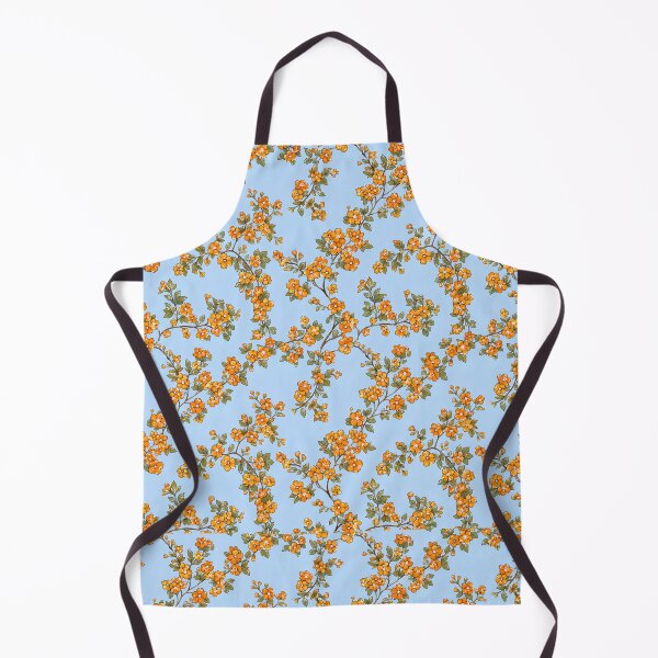Item preview, Vintage Orange Blossom Floral Pattern on Sky Blue – Cottagecore Botanical Aesthetic Seamless Print designed and sold by WheresMyMojo.