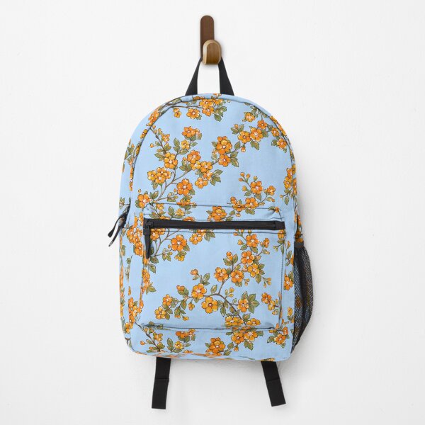 Item preview, Vintage Orange Blossom Floral Pattern on Sky Blue – Cottagecore Botanical Aesthetic Seamless Print designed and sold by WheresMyMojo.