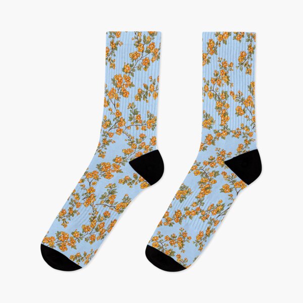 Item preview, Vintage Orange Blossom Floral Pattern on Sky Blue – Cottagecore Botanical Aesthetic Seamless Print designed and sold by WheresMyMojo.