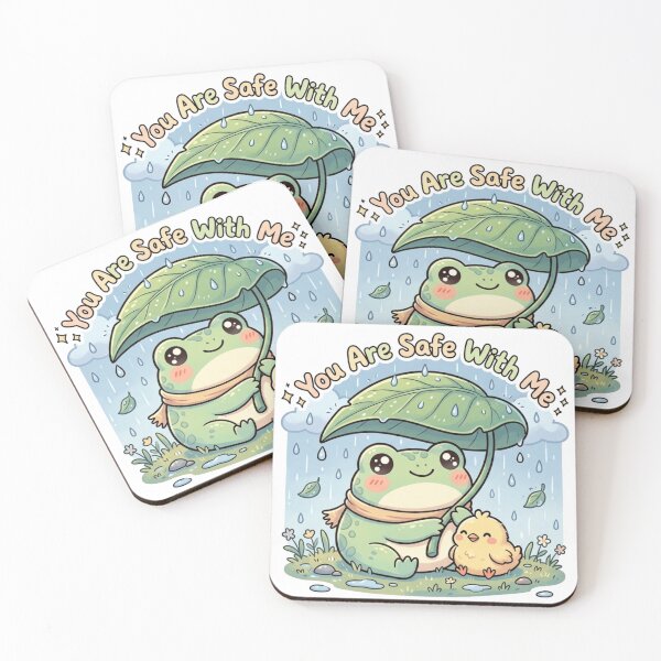 Item preview, You Are Safe With Me – Frog Protecting Tiny Chick in Rain designed and sold by ArtsyExplorer.