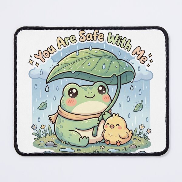 Item preview, You Are Safe With Me – Frog Protecting Tiny Chick in Rain designed and sold by ArtsyExplorer.
