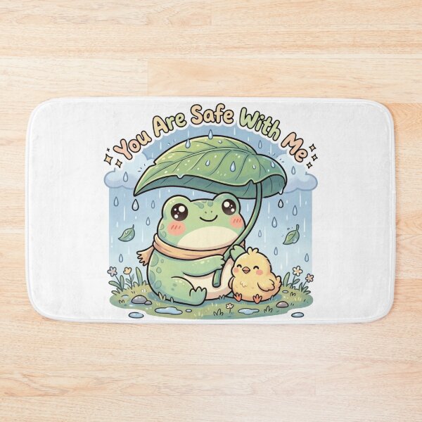 Item preview, You Are Safe With Me – Frog Protecting Tiny Chick in Rain designed and sold by ArtsyExplorer.