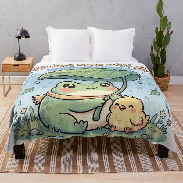 Item preview, You Are Safe With Me – Frog Protecting Tiny Chick in Rain designed and sold by ArtsyExplorer.
