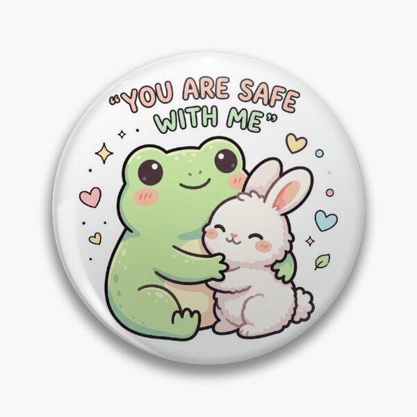 Item preview, You Are Safe With Me – Cute Frog & Bunny Comforting Cartoon Art designed and sold by ArtsyExplorer.