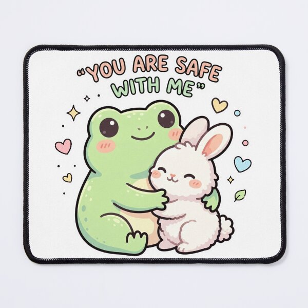 Item preview, You Are Safe With Me – Cute Frog & Bunny Comforting Cartoon Art designed and sold by ArtsyExplorer.