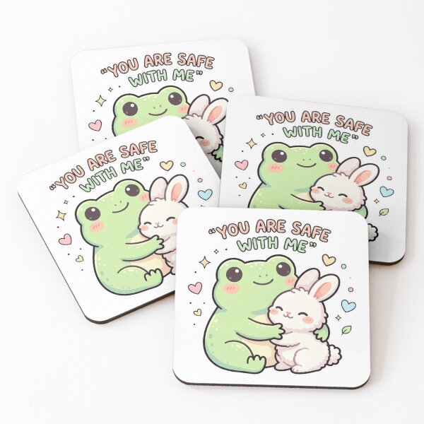 Item preview, You Are Safe With Me – Cute Frog & Bunny Comforting Cartoon Art designed and sold by ArtsyExplorer.