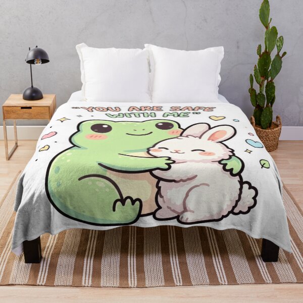 Item preview, You Are Safe With Me – Cute Frog & Bunny Comforting Cartoon Art designed and sold by ArtsyExplorer.