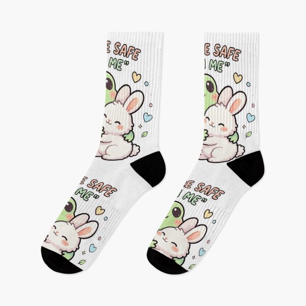 Item preview, You Are Safe With Me – Cute Frog & Bunny Comforting Cartoon Art designed and sold by ArtsyExplorer.