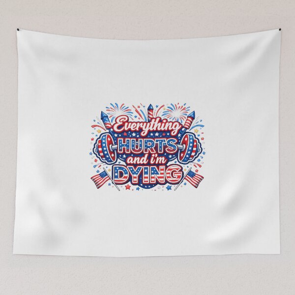 Item preview, Everything Hurts I'm Dying Gym Patriotic Weightlifting Humor designed and sold by chattsuede.