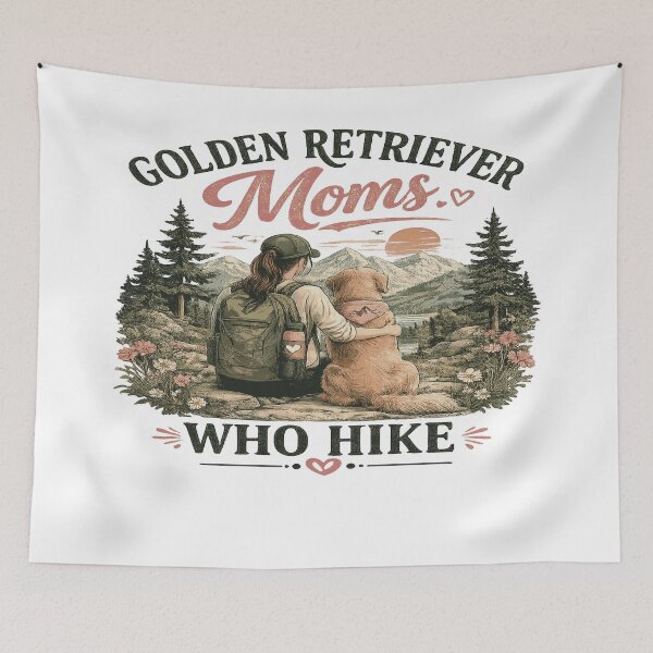 Item preview, Golden Retriever Moms Who Hike Vintage Mountain Adventure Dog Lover T-Shirt designed and sold by Dusk & Dawn Apparel.