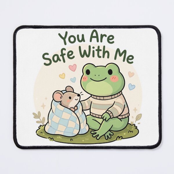 Item preview, You Are Safe With Me – Cozy Frog & Mouse Wholesome Comfort Art designed and sold by ArtsyExplorer.
