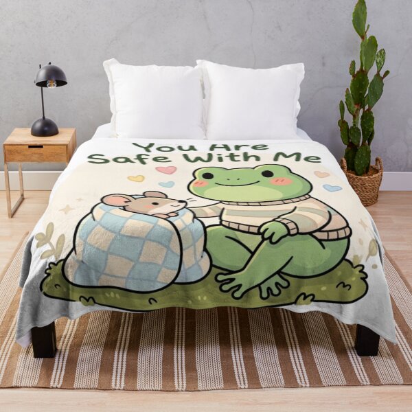 Item preview, You Are Safe With Me – Cozy Frog & Mouse Wholesome Comfort Art designed and sold by ArtsyExplorer.