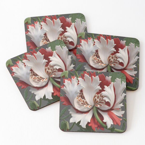 Item preview, William Morris Honeysuckle Red and White Flower designed and sold by Vicky Brago-Mitchell®.