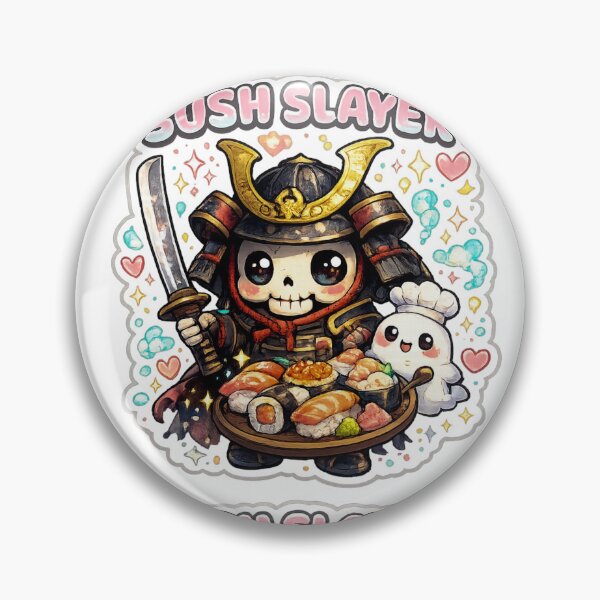Item preview, Sushi Slayer Kawaii Samurai Skeleton Sticker designed and sold by Ecocrushstudio.