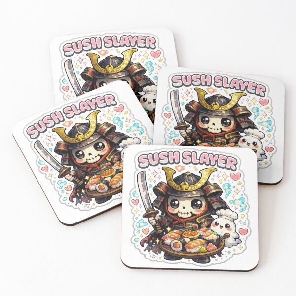 Item preview, Sushi Slayer Kawaii Samurai Skeleton Sticker designed and sold by Ecocrushstudio.