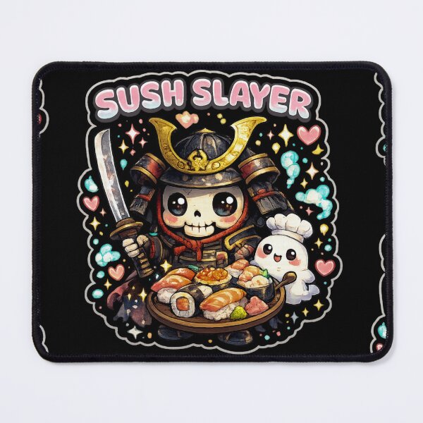Item preview, Sushi Slayer Kawaii Samurai Skeleton Sticker designed and sold by Ecocrushstudio.