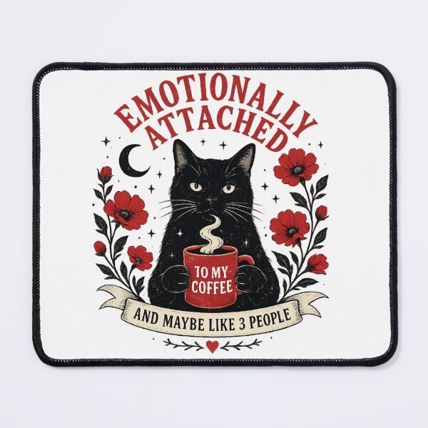 Item preview, Emotionally Attached to Coffee & Maybe Like 3 People – Funny Introvert Black Cat Design designed and sold by WinterStorm01.