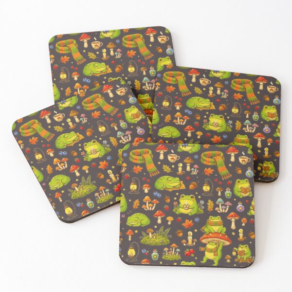 Item preview, Whimsical Frog & Magic Potion Pattern - Cozy Autumn Forest Art designed and sold by MT-Hub | Cute Aesthetic Art, Stickers & Phone Cases.