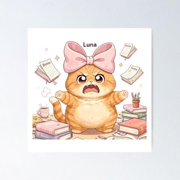 Item preview, Angry Study Cat Exam Meltdown designed and sold by Moody Vibes Studio.