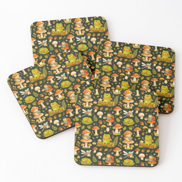 Item preview, Cottagecore Forest Friends Pattern - Cute Frogs and Mushrooms Garden Art designed and sold by MT-Hub | Cute Aesthetic Art, Stickers & Phone Cases.