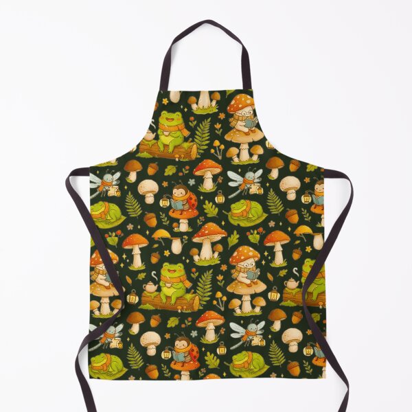 Item preview, Cottagecore Forest Friends Pattern - Cute Frogs and Mushrooms Garden Art designed and sold by MT-Hub | Art for Every Soul.