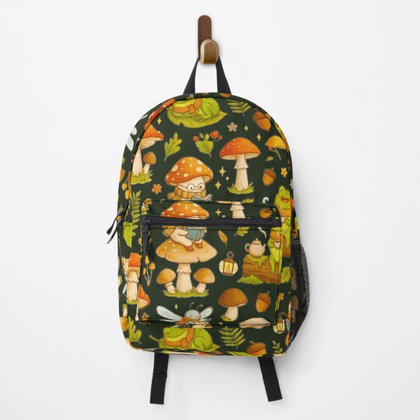 Item preview, Cottagecore Forest Friends Pattern - Cute Frogs and Mushrooms Garden Art designed and sold by MT-Hub | Art for Every Soul.