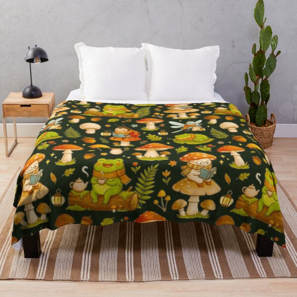 Item preview, Cottagecore Forest Friends Pattern - Cute Frogs and Mushrooms Garden Art designed and sold by MT-Hub | Cute Aesthetic Art, Stickers & Phone Cases.