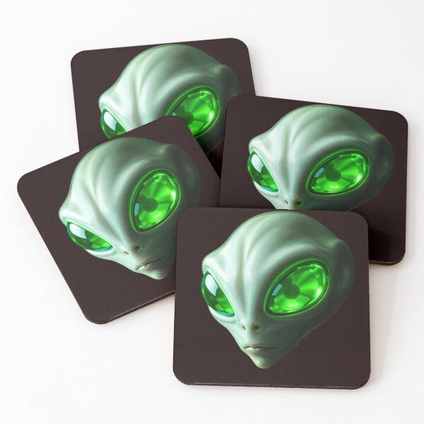 Item preview, Retro UFO Alien Glowing  Emerald Eyes Extraterrestrial designed and sold by highvibz72.