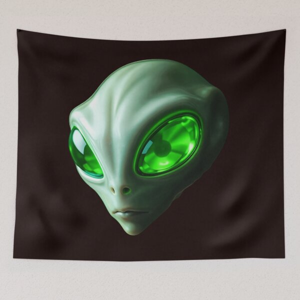 Item preview, Retro UFO Alien Glowing  Emerald Eyes Extraterrestrial designed and sold by highvibz72.