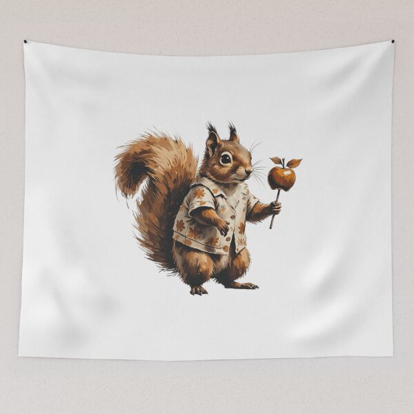 Item preview, Autumn Squirrel with Caramel Apple designed and sold by AQUILAKREO.
