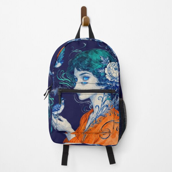 Item preview, Ethereal Blue Bird Girl Watercolor Fantasy Art designed and sold by KiraChie.