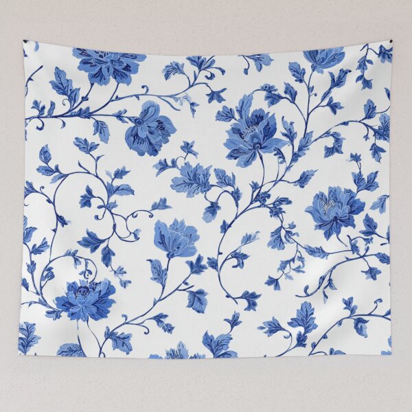 Item preview, Royal Delft Blue Floral Branches Portuguese Inspired Pattern designed and sold by GrinGalore.