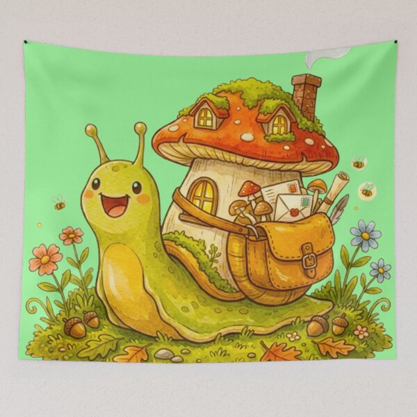 Item preview, Cute Snail Mail Postman - Mushroom House Snail Sticker Art designed and sold by MT-Hub | Art for Every Soul.
