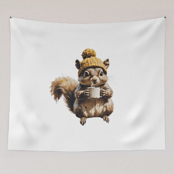 Item preview, Cozy Fall Squirrel with Knit Hat designed and sold by AQUILAKREO.