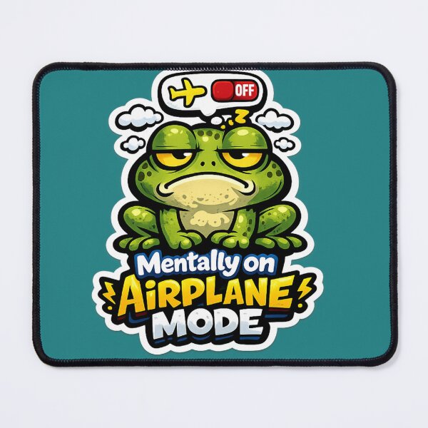 Item preview, Mentally on Airplane Mode Funny Frog Sticker | Grumpy Frog Cartoon Meme Sticker | Lazy Frog Humor Aesthetic designed and sold by WeirdSketcher.