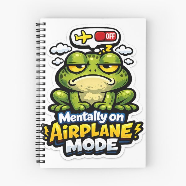 Item preview, Mentally on Airplane Mode Funny Frog Sticker | Grumpy Frog Cartoon Meme Sticker | Lazy Frog Humor Aesthetic designed and sold by WeirdSketcher.