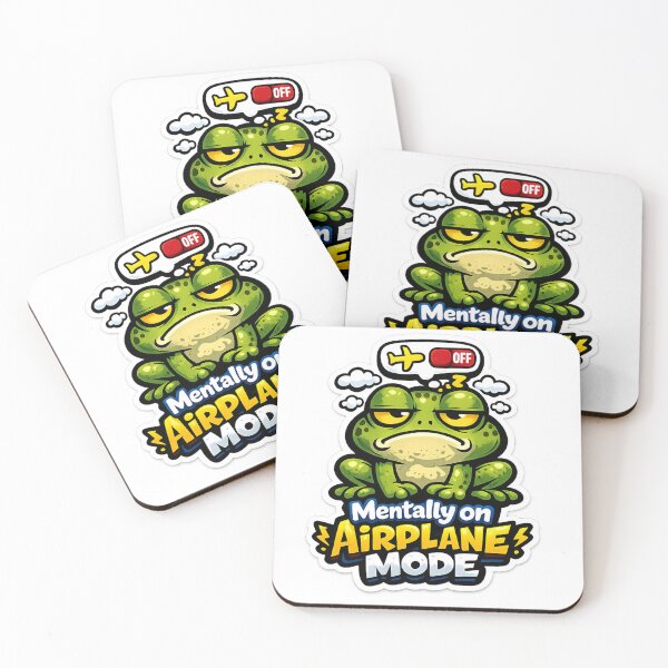 Item preview, Mentally on Airplane Mode Funny Frog Sticker | Grumpy Frog Cartoon Meme Sticker | Lazy Frog Humor Aesthetic designed and sold by WeirdSketcher.