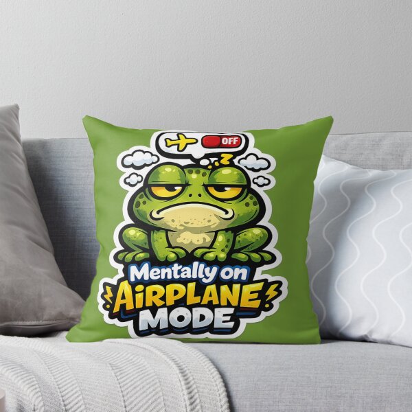Item preview, Mentally on Airplane Mode Funny Frog Sticker | Grumpy Frog Cartoon Meme Sticker | Lazy Frog Humor Aesthetic designed and sold by WeirdSketcher.