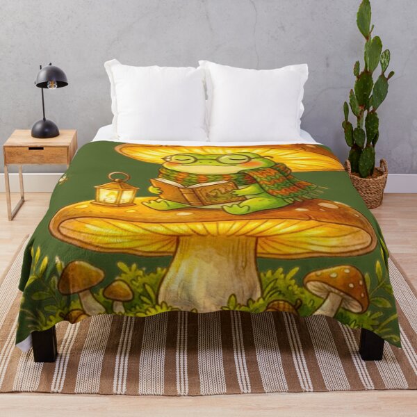 Item preview, Reading Frog on Mushroom - Cute Bookworm Cottagecore Aesthetic Art designed and sold by MT-Hub | Cute Aesthetic Art, Stickers & Phone Cases.