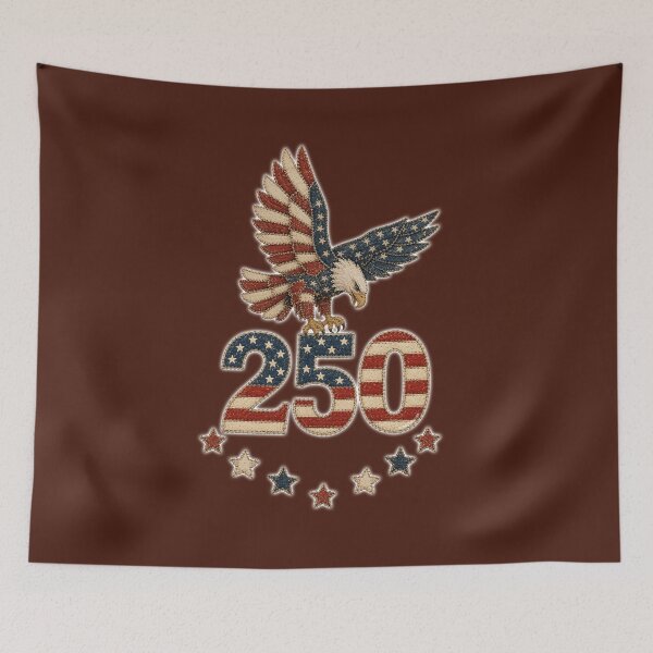 Item preview, Faux Patchwork 250 USA American Eagle - 4th Of July - Patriot Vintage Quilt Style Graphic designed and sold by Made by Tamar.