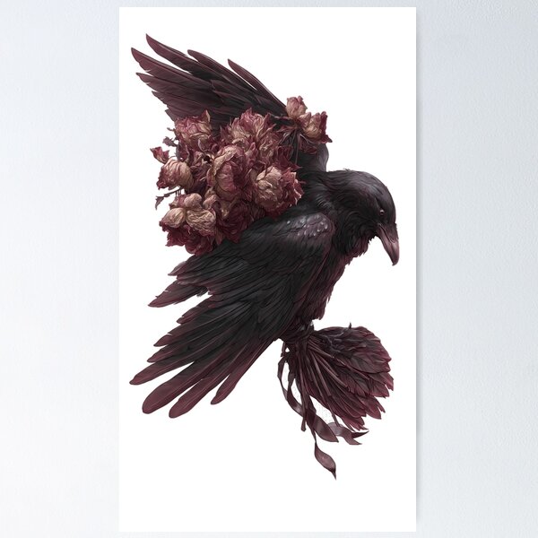 Item preview, Mourning Bouquet Raven designed and sold by IllumeInk.